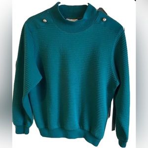 Vintage 1980s Alfred Dunner teal green pullover sweater
